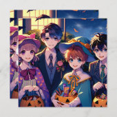 子供をハロウィーンでトリックまたは治療するコスチューム 招待状 (正面/裏面)