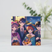 子供をハロウィーンでトリックまたは治療するコスチューム 招待状 (スタンド正面)