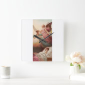 子供を伴う守護天使 スクエア壁時計 (ホーム)