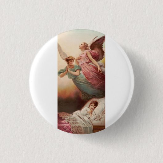 子供を伴う守護天使 缶バッジ (正面)