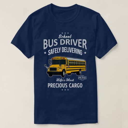 子供を安全に運ぶスクールバス大切運転手 Tシャツ (デザイン正面)