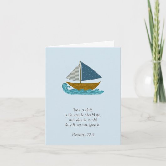子供を育てる 船の絵の感謝カード 先生への感謝 サンキューカード (正面)