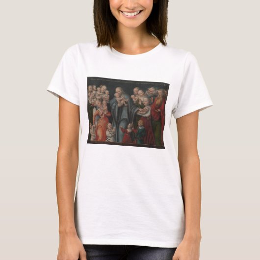 子供を賛美しているキリスト Tシャツ (正面)