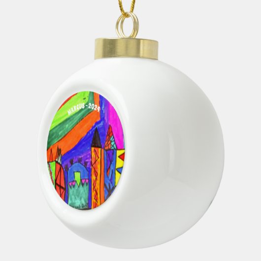 子供アートワークの追加 セラミックボールオーナメント (右)