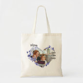 子供カスタムの名前と写真を持つ母 |フラワーハート トートバッグ (正面)