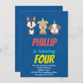 子供カスタムドッグペットハットマンガ招待状 招待状 (正面/裏面)