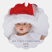 子供カスタム写真クリスマス オーナメントカード (裏面)