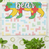 子供カスタム名マママベアオティズム意識ママ キッチンタオル (折り畳み)