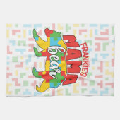 子供カスタム名マママベアオティズム意識ママ キッチンタオル (横)