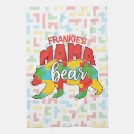 子供カスタム名マママベアオティズム意識ママ キッチンタオル