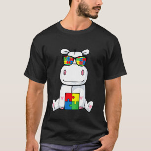 子供カバ パズルのピース 自閉症啓発 ク Tシャツ