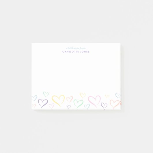 子供カラフルの名前を持つ小さなハート投稿ノート ポストイット (正面)