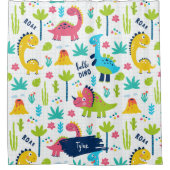 子供カラフルの名前バスルーム付き恐竜のパターン シャワーカーテン (正面)