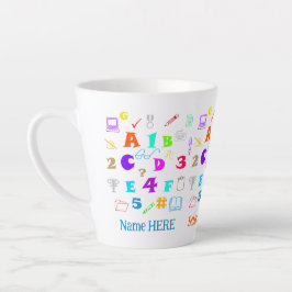 子供カラフルの手紙、数字、学校の用品 カフェラテマグ