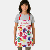 子供カラフルの絵を描指紋 エプロン (インサイチュ)