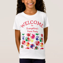子供カラフルの絵を描指紋 Tシャツ