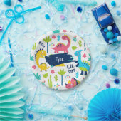 子供カラフル名付き恐竜パターン誕生日 ペーパープレート (パーティー)