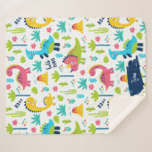 子供カラフル名付き恐竜パターン シェルパブランケット (正面(横))