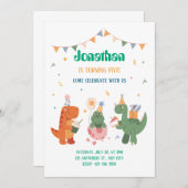 子供カラフル恐竜 招待状 (正面/裏面)