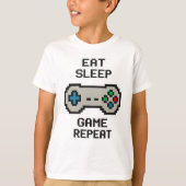 子供ゲーマーTシャツ - Eat Sleep Game Repeat Tシャツ (正面)