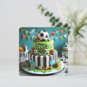 子供サッカー装飾バースデーケーキ 誕生日 カード (スタンド正面)
