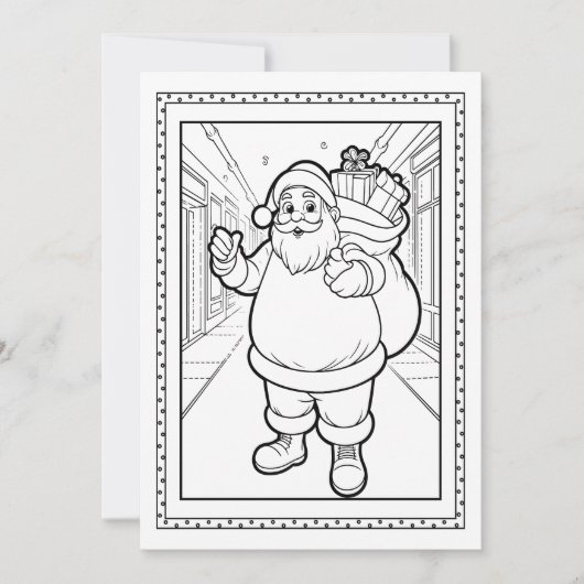 子供サンタぬりえ クリスマスフラットカード シーズンカード (正面)