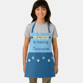 子供シェフ 名前 星 青 黄 エプロン (インサイチュ)