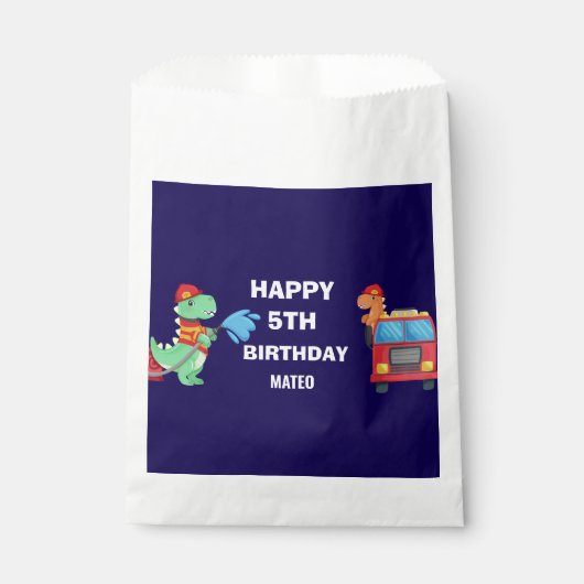 子供ダイノ消防士誕生日 f フェイバーバッグ (正面)
