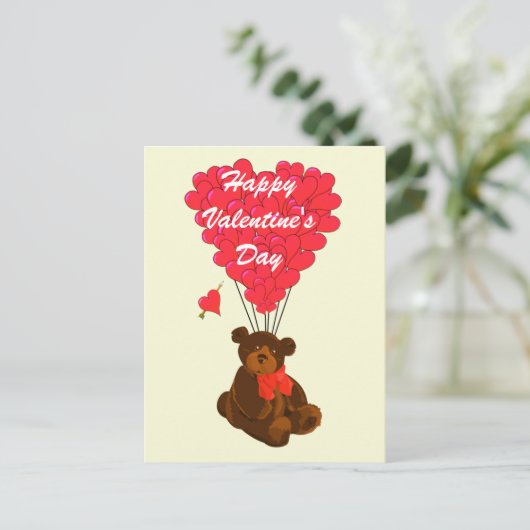 子供テディベアーヴァレンティネス シーズンポストカード (スタンド正面)