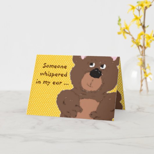 子供テディベア カード (黄色い花)