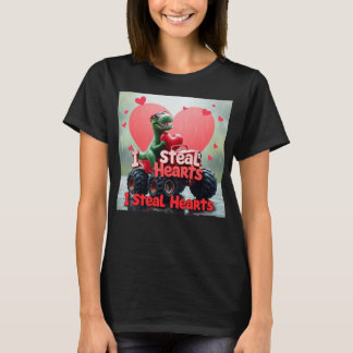子供バレンタインデーモンスタートラックTレックス私はハートを盗む Tシャツ