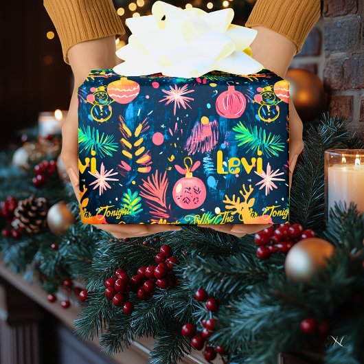子供パーソナライズされたっぽいクリスマスラッピングペーパー ラッピングペーパー