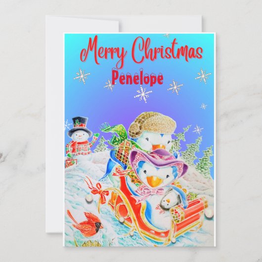 子供パーソナライズされたのクリスマスグリーティングカード シーズンカード (正面)