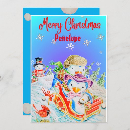 子供パーソナライズされたのクリスマスグリーティングカード シーズンカード (正面/裏面)