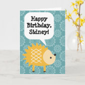 子供パーソナライズされたの誕生日カードヘッジホッグ カード (黄色い花)