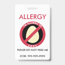 子供パーソナライズされた卵アレルギー緊急事態 バッジ