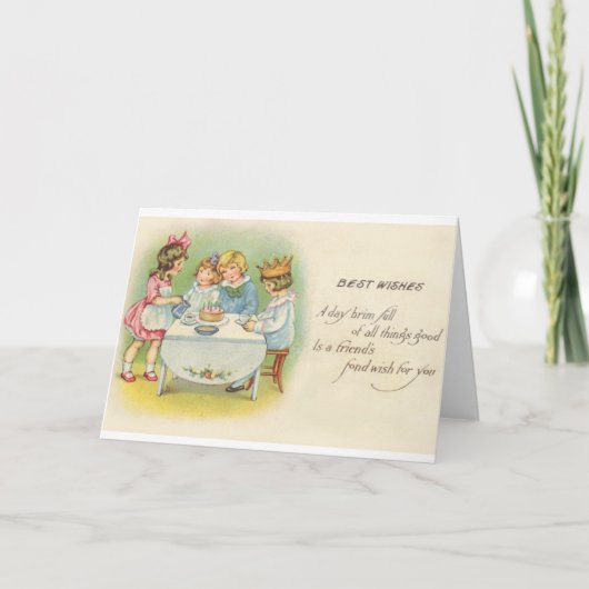 子供ビクトリアン誕生日パーティー誕生日カード カード (正面)