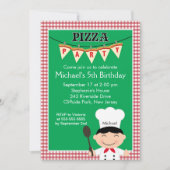 子供ピザパーティーの誕生日のパーティの招待状 招待状 (正面)
