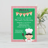 子供ピザパーティーの誕生日のパーティの招待状 招待状 (スタンド正面)
