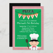 子供ピザパーティーの誕生日のパーティの招待状 招待状 (正面/裏面)