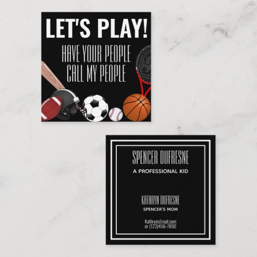 子供プレイデイトスポーツ スクエア名刺 (正面/裏面)