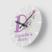 子供ベッドルームクロックデザインと名前&イニシャル ラウンド壁時計 (傾斜)