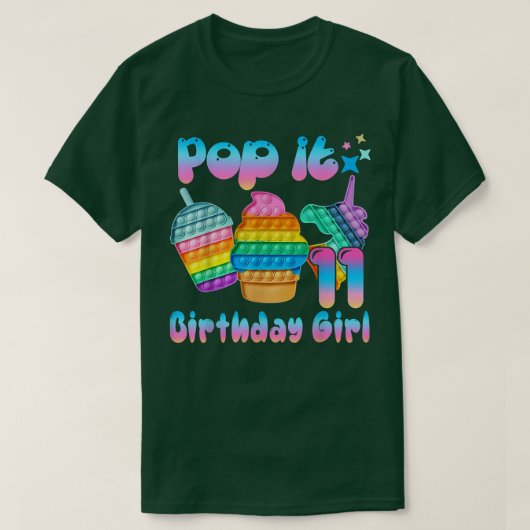 子供ポップ・アートのIt 11誕生日女の子のための11歳の女の子ユニ Tシャツ (デザイン正面)