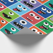 子供モンスターパターンモンスターはおもしろいなカラフルに直面します ラッピングペーパー (角)