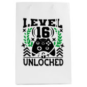 子供ユニセックスゲーマー誕生日年齢16 ミディアムペーパーバッグ (正面)