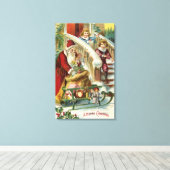 子供ランニング達がサンタに挨拶 キャンバスプリント (インサイチュ (ウッドフロア))