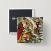 子供ランニング達がサンタに挨拶 缶バッジ (正面&裏面)