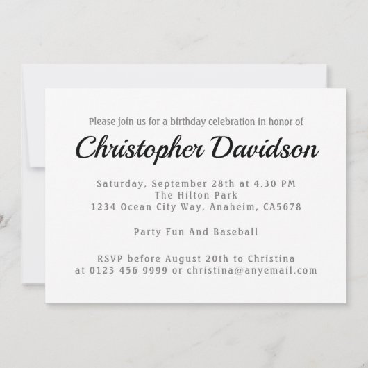 子供リトルリーグベースボール誕生日招待状 招待状 (裏面)