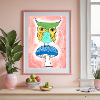 子供ルームOwl Artist Water 絵を描 Color's Kids ポスター