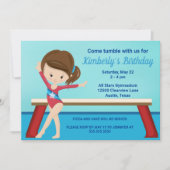 子供体操かわいいブルーガールズバースデーパーティー 招待状 (正面)